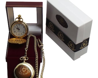 Golden Poppy 24k Gold Plated Pocket Watch Lest We Forget in Luxury Gift Box Army RAF Navy SAS Military Armed Forces WW1 WW2 Commemorative