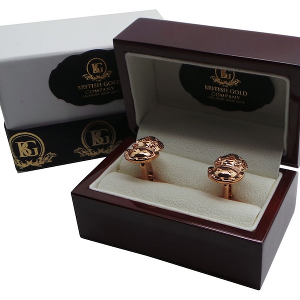 Divers Helmet Cufflinks Luxury Set 18k Rose Gold Clad Luxury Wooden Gift Case gifts Diver Scuba Marine Antique Style Cuff Links Deep Sea