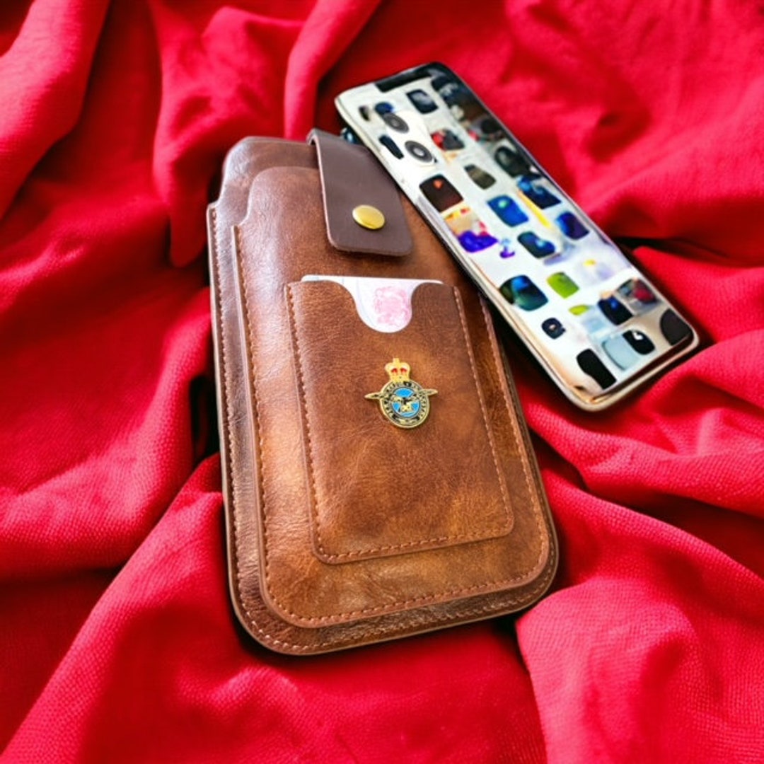 RAF Universal Leather Phone Case Brown Luxury iPhone Case for Royal Air