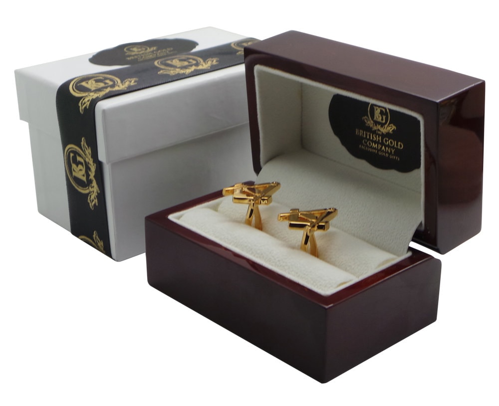 Boutons De Manchette Maçonnique En Or 9 Carats - Style Rectangle émaillé - Occasion