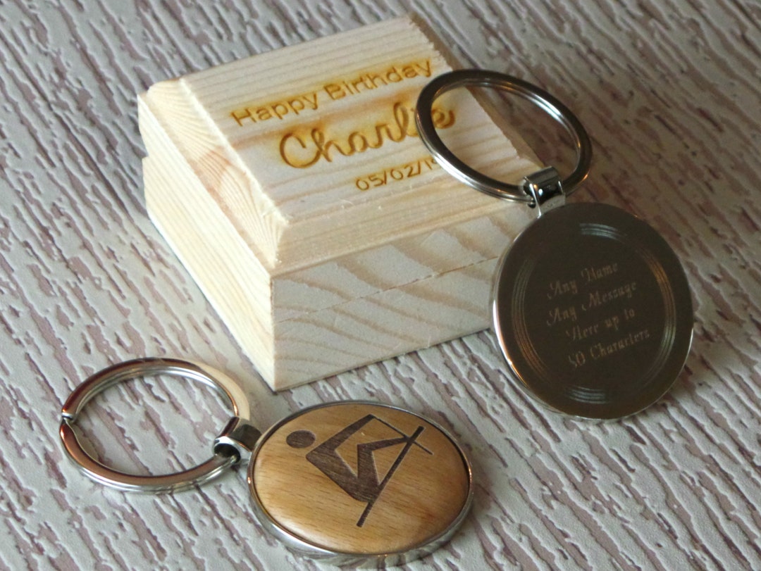 Rower Personalised Keyring Engraved Keychain Luxury Gift Box Silver