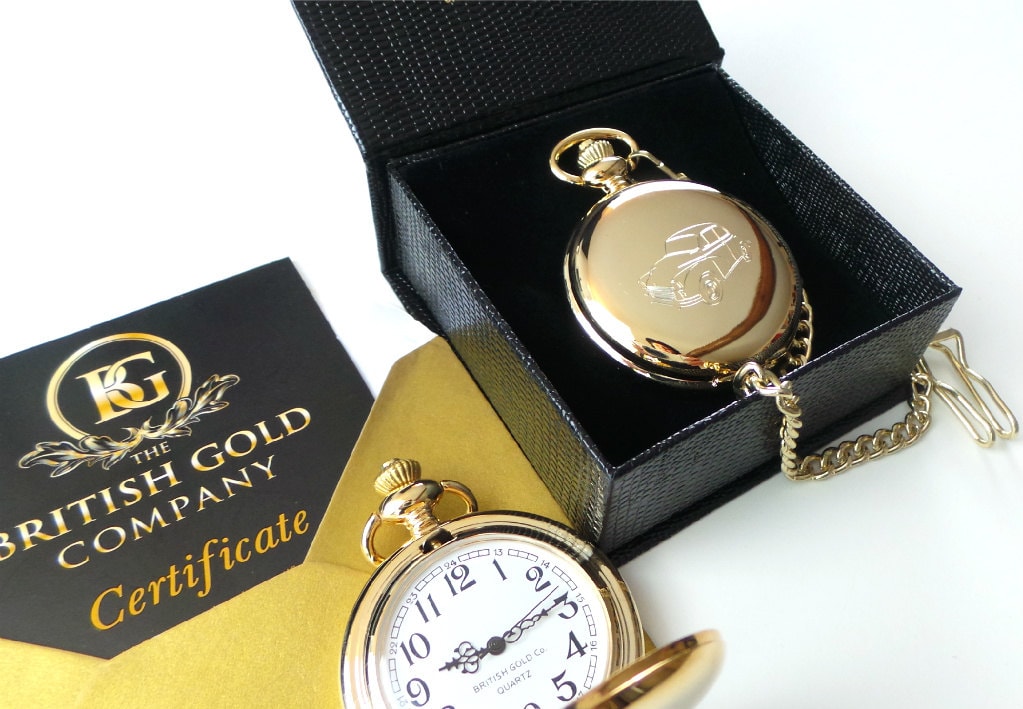 Morris Minor Classic Car 24k Gold Plated Personalised Pocket Watch