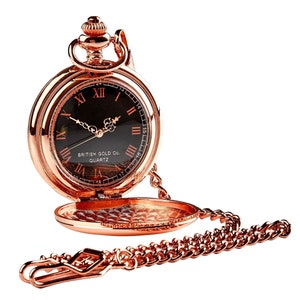 Free Engraving Best Man 18k Rose Gold Plated Pocket Watch Custom Engraved Old English Luxury Gift box Case Wedding Groom Groomsmen watches image 2