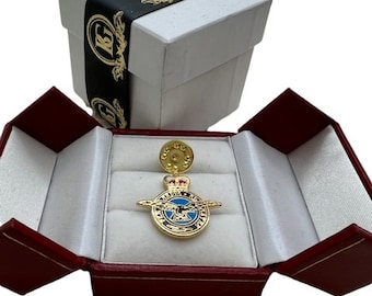 RAF Gold Lapel Pin 24k Clad Crest Royal Air Force Luxury Case Military Aircraft Jacket badge Engraved Decorative gift passing out leaving