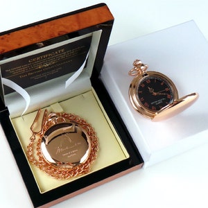 Orologio da tasca placcato in oro rosa 18k firmato da Muhammad Ali in una lussuosa scatola regalo in legno con certificato Super Boxing Memorabilia