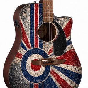 Fender Electric Acoustic Guitar Customised Full Size Custom Guitar Brand New Made to Order RAF British Flag Target Design
