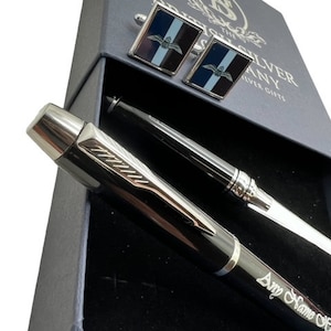 Engraved RAF Engraved Pen and Silver Letter Parcel Opener and Cufflinks Personalised Luxury Gift Set Custom Royal Air Force Gifts  Veteran