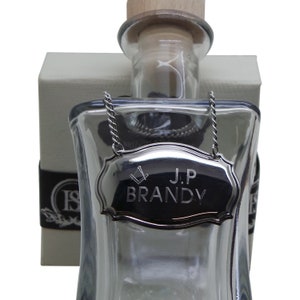 Personalised Masonic Bottle Silver Tag Label Engraved with Chain Whisky Gin Vodka Rum Brandy Drinks Spirits Freemason Custom Masons Gifts