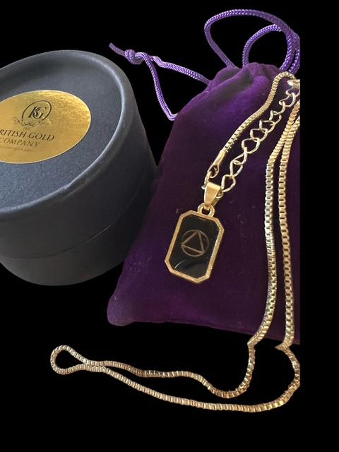 Anonymous Chain AA Alcoholics Anonymous 24k Gold Clad Necklace and Chain in Gift Case ...