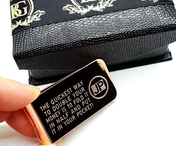 Engraved Money Clip Cash Card Holder 18k Rose Gold Clad Luxury
