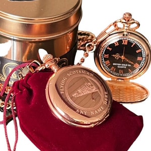 Orologio da tasca personalizzato Flying Scotsman personalizzato inciso motore a vapore treno locomotiva ferroviaria regali set regalo di lusso con custodia in metallo Treni