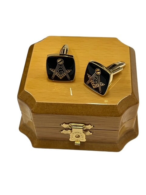 Paire De Boutons De Manchette Plaqué Or - Thème Franc-Maçon 8e Degré - Occasion En Bon état - Sans Marque