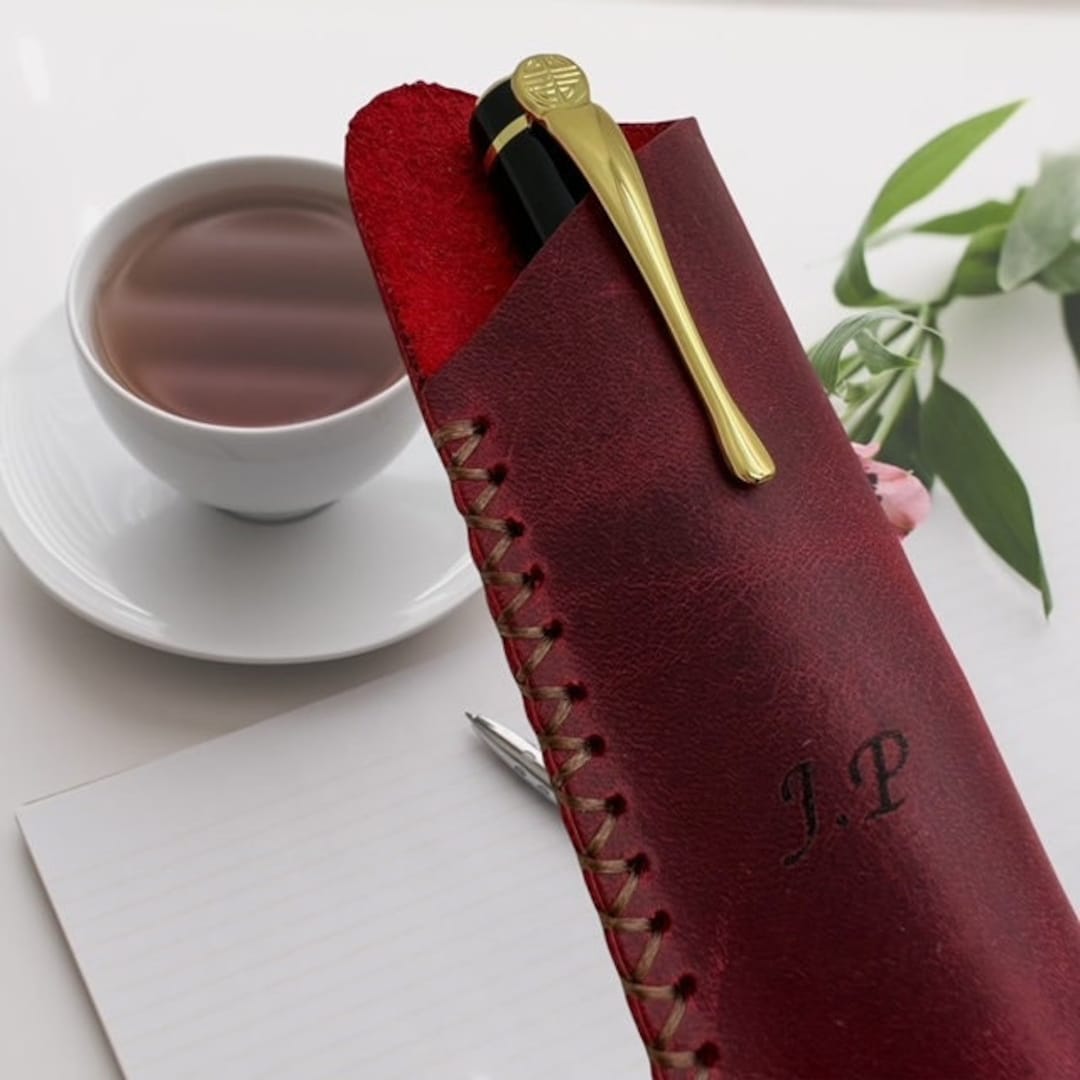 Astuccio Portapenne In Vera Pelle Personalizzato | Con Incisione Nome/Logo | Regalo Per Studenti