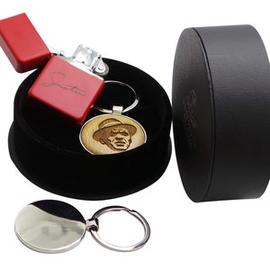 Frank Sinatra Signed Keyring Wood Silver Personalised Custom Engraved Keychain Quality AND Signed Cigarette BBQ Lighter Gift Case Luxury Set