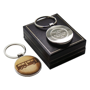 Bus Driver personalisierte Schlüsselanhänger Silber individuelle Gravur Keychain Luxus-Gehäuse Geschenk-Box für Busse Busreisen Transport Oldtimer moderne Bus