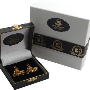 Motorcycle Gold Cufflinks Motorbike Luxury Set for Bikers 24k Gold Clad in Luxury Gift Case Stunning gifts for motorcyclists Harley fans etc
