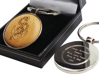 Touw en anker Keyring gepersonaliseerde zilver of goud Gegraveerde Keychain Gift Box nautische schepen Merchant Koninklijke Marine Sailor boot varen schip