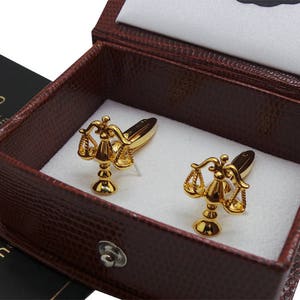 Legal Cufflinks 24k Gold Clad Luxury Gift Set for Law Graduate Solicitor Lawyer Student Police Law Enforcement Officer Scales of Justice