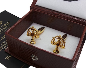 Legal Cufflinks 24k Gold Clad Luxury Gift Set for Law Graduate Solicitor Lawyer Student Police Law Enforcement Officer Scales of Justice