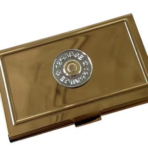 12G Patrone Gold Kartenetui Personalisierte Metall Geschäft Kreditkartenhalter Personalisierte Geschenke für Landwirte Hirsch Tontauben Shooting Sport