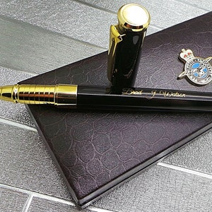 RAF 24k Gold Clad Grawerowany Czarny Atrament Pióro Kulkowe Royal Air Force Luksusowy Zestaw Prezentowy Skórzane Etui W Stylu Krokodyla Prezenty Wojskowe