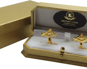 Freemason Gold Cufflinks Luxury Set for Masonic any Lodge Cuff Links Brotherhood Luxurious Gift Cased Freemasons Compass No G Boxed Gifts