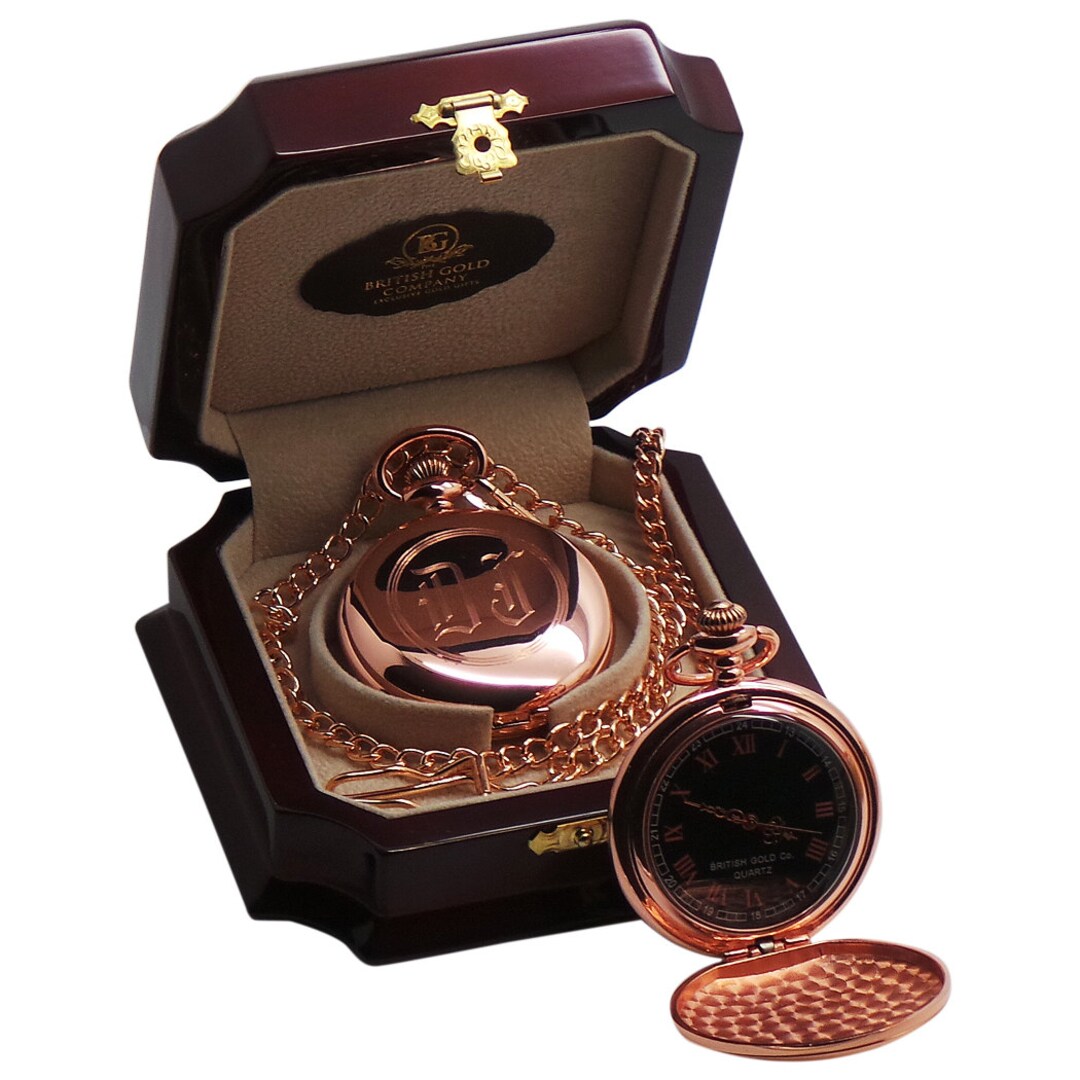 Monogrammed Custom Monogramm18k Rose Gold Plated Pocket Watch in Luxury ...