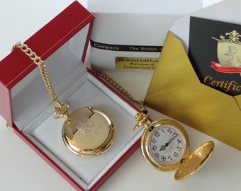 MI6 SIS Secret Intelligence Service 24k Clad Gold Pocket Watch in Luxury Gift Case with Certificate  00Y SPY