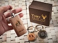 Boxing Boxer Personalised Wood Steel Silver Hip Flask Fighter Keyring Keychain Custom Engraved Spirit Whiskey Spirit Flask Gift Box Wooden