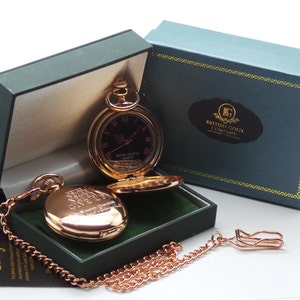 Sir Winston Churchill Signed Personalised Rose Gold Pocket Watch in Luxury Gift box Case Engraved Quote and autograph British WW2