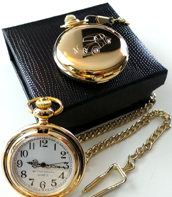 シ*マ様 ⭐️（希少レア）パリス環式 時計用ケース 「PERM GOLD」 Morris Minor Classic Car 24k Gold Plated Personalised Pocket Watch