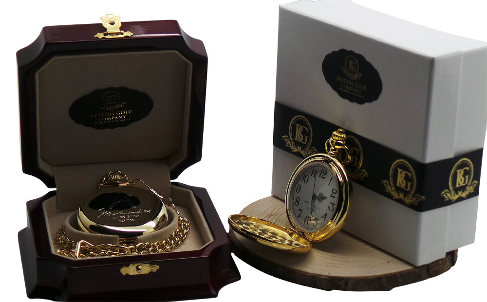 Muhammad Ali Signed 24k Gold Plated Personalised Pocket Watch in Luxury ...