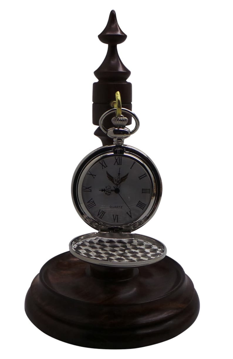 Luxury Wooden Pocket Watch Display Stand Holder Hanger Hand Etsy UK
