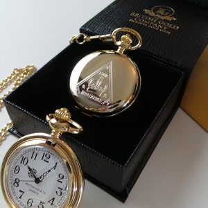 MI5 Secret Service Spies 24k Clad Gold Pocket Watch Personalised in Luxury Gift Case with Certificate  007 SPY Military SIS
