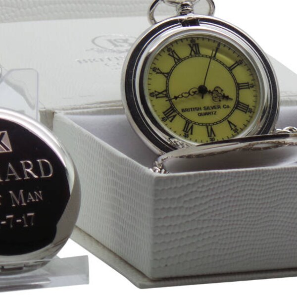 Engraved Wedding Watches Silver Pocket Watch Luxury Box Groomsmen Gifts Custom Engraving Father of the Bride Best Man Usher Groom Groomsman