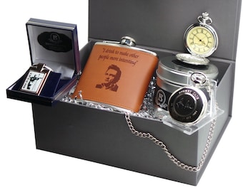 Johnny Cash gesigneerde gift mand gepersonaliseerde zak horloge hip fles sleutelhanger gegraveerd luxe set man in zwarte country en westerse geschenken muziek