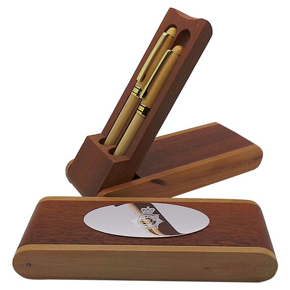 Uk Polizei Luxus Holz Doppel Pen Set Desk Etsy