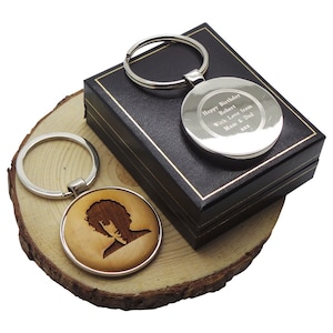 Bob Dylan Keyring Wood Silver Engraved Keychain Luxury Case Gift Gifts  for Music fans collectors signer songwriter folk rock blues