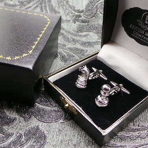 Chess Set Cufflinks Set Pure Silver Plated In-house King and - Etsy
