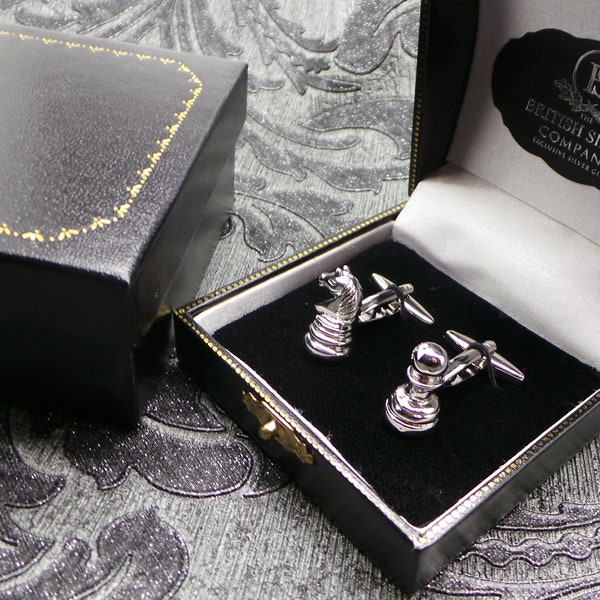 Chess Set Cufflinks set pure silver plated in-house King and Pawn Chess Pieces Cuff Links Masters Players Game Champions Winner Award Gift