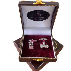 Chess Set Cufflinks set pure silver plated in-house King and Pawn Chess Pieces Cuff Links Masters Players Game Champions Winner Award Gift