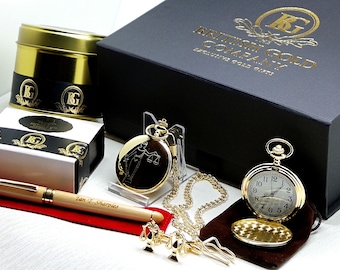 Personalised Lawyer Gift Hamper Gold Pocket Watch Legal Scales of Justice Cufflinks Engraved Wooden Pen Luxury Gifts For Law Graduate Award