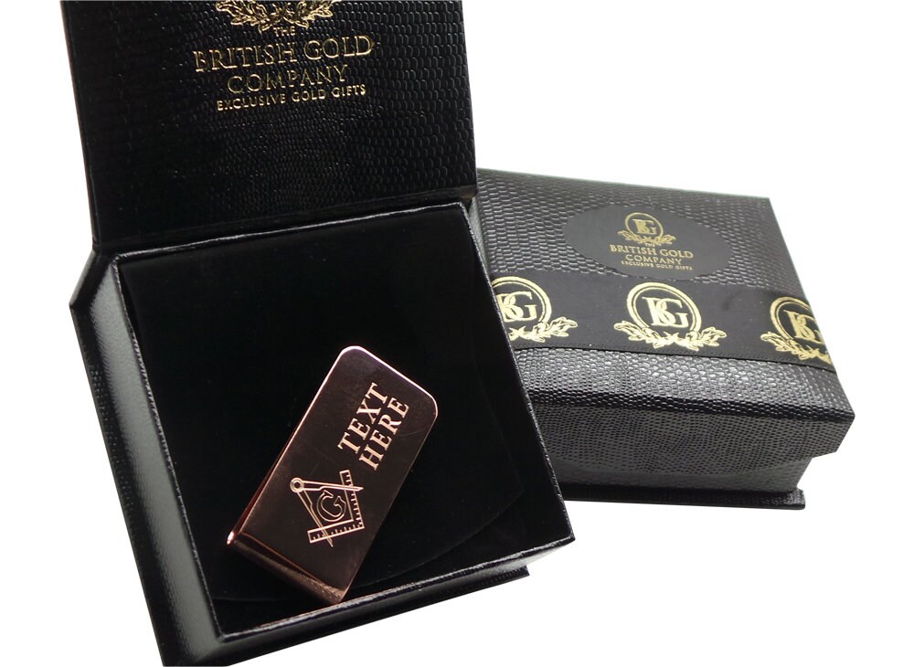 Fermasoldi Massonico In Metallo Oro - Regalo Lusso Per Massoni - THE BRITISH GOLD COMPANY