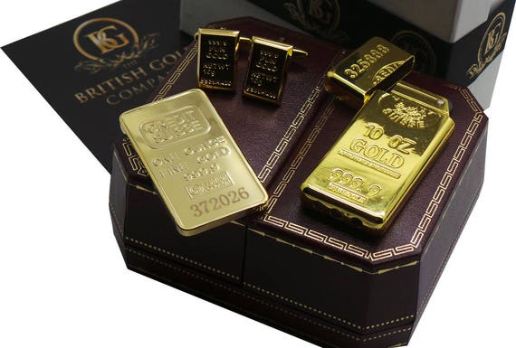 金地金バーインゴットスタイル 24k クラッドカフスボタンとバーと 