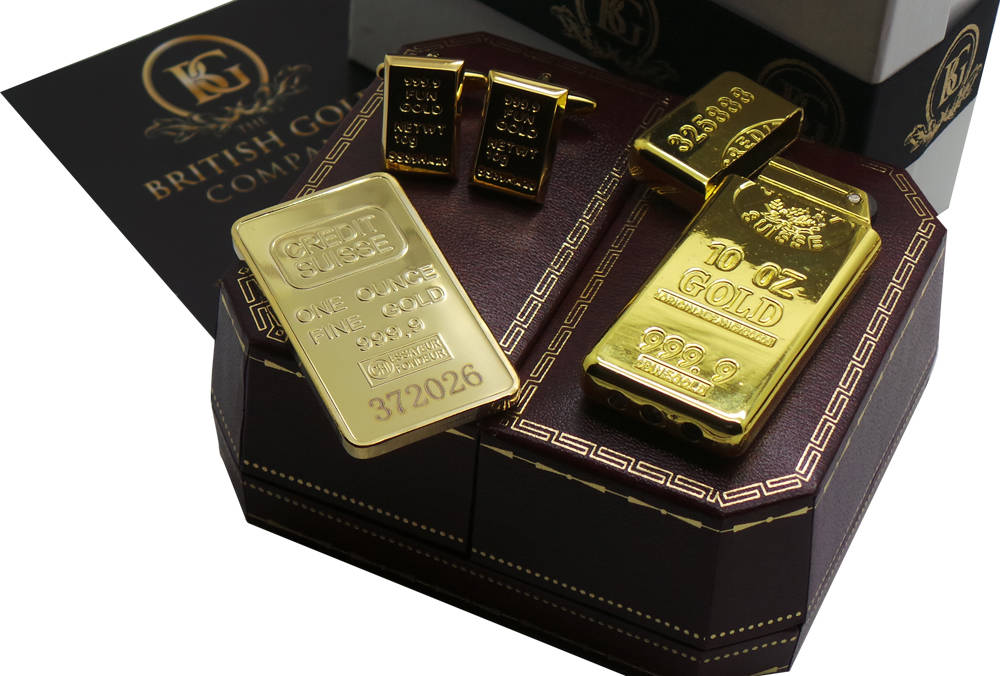 金地金バーインゴットスタイル 24k クラッドカフスボタンとバー