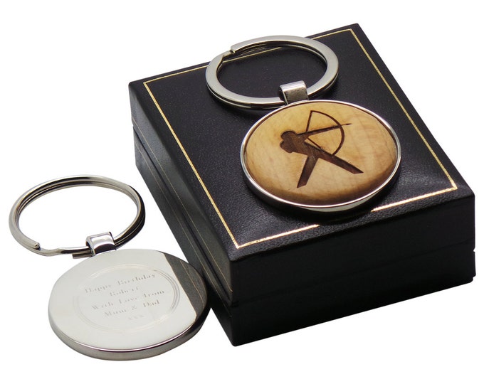 Archery Keyring Personalised Silver Custom Engraved Keychain Luxury