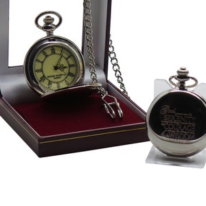 Serenity Prayer zilveren full Hunter zakhorloge cadeau in luxe kast met gratis aangepaste gravure AA NA GA 12 stappen gepersonaliseerd gegraveerd