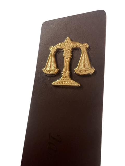 Law Personalised Real Leather Bookmark with 24k Gold Clad Royal Legal Engraved Book Mark Handcrafted Lawyer Judge Solicitor Graduate Gifts