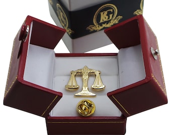 24k Gold Legal Scales of Justice Lapel Pin - Lawyer Gift
