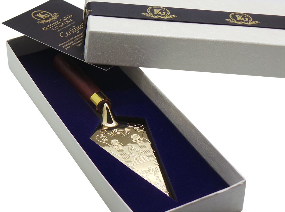 TROWEL Letter Opener Freemasons 24k Gold Clad Engraved Masonic Etsy UK